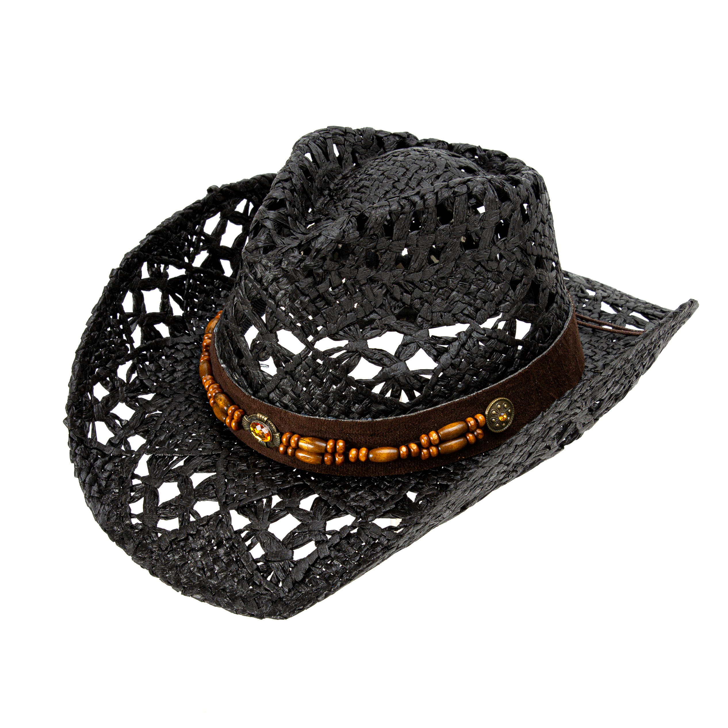23款草帽男镂空設計牛仔帽成熟複古風外(wài)貿編織帽