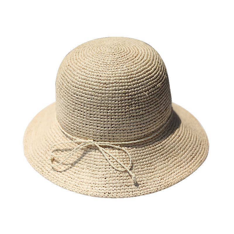 靈珑 小(xiǎo)清新拉菲草帽女沙灘帽遮陽帽女潮出遊草編太陽帽海邊帽