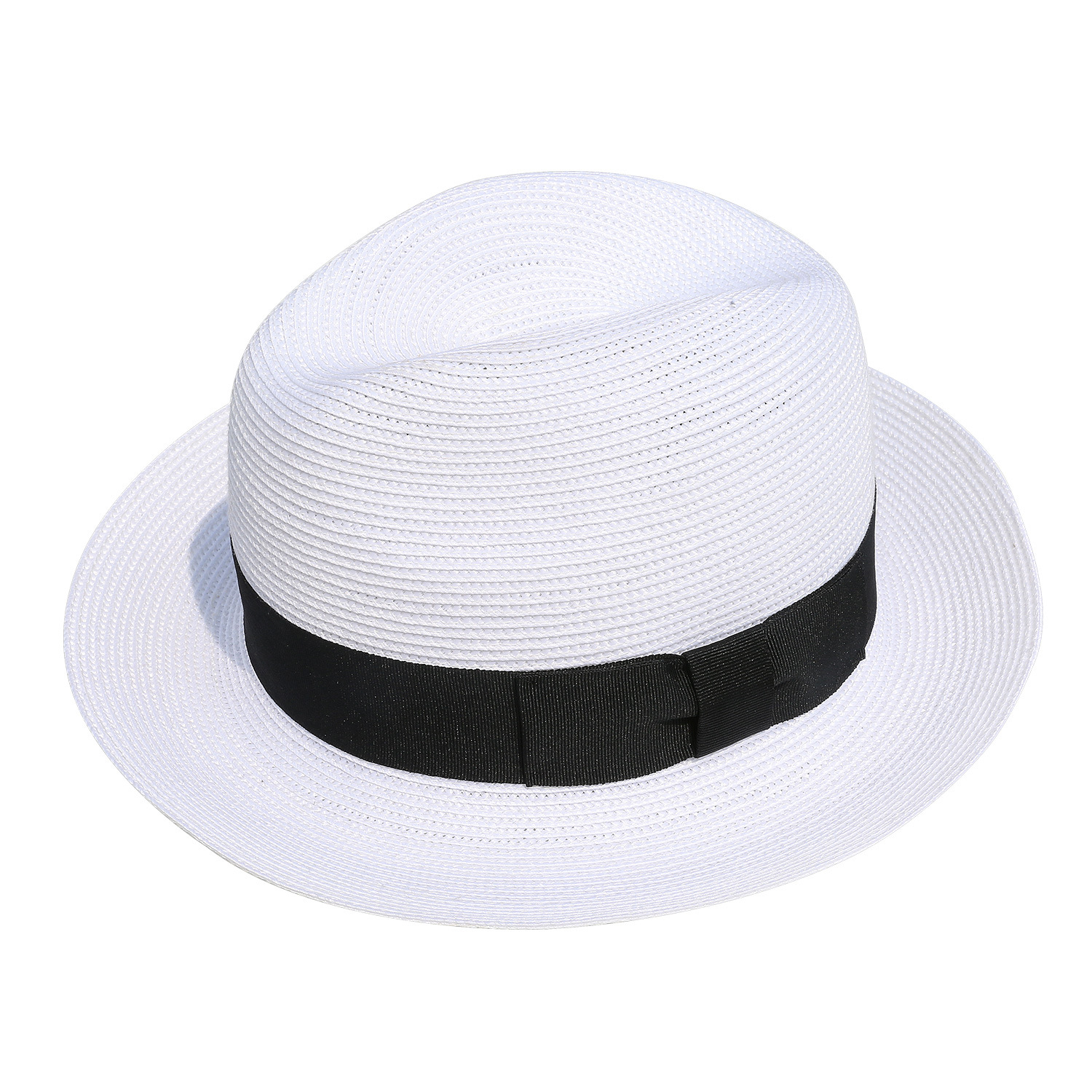 靈珑戶外(wài)服飾美式紳士草編防曬帽子夏季男士平沿草帽太陽沙灘帽