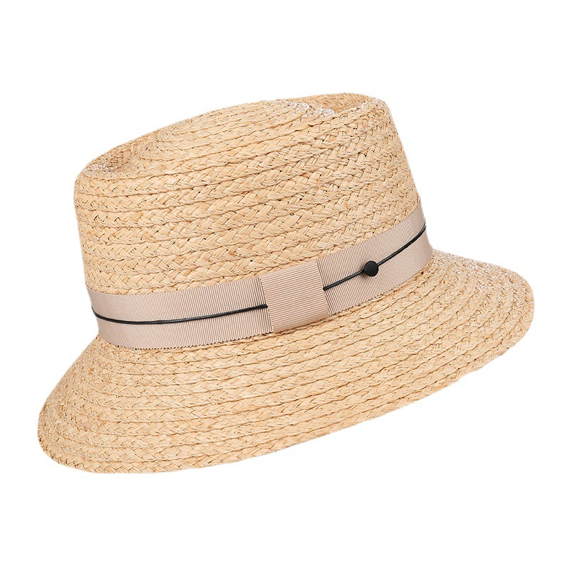 靈珑帽子女夏新品拉菲草帽女手工(gōng)編織遮陽帽時尚出遊沙灘帽子