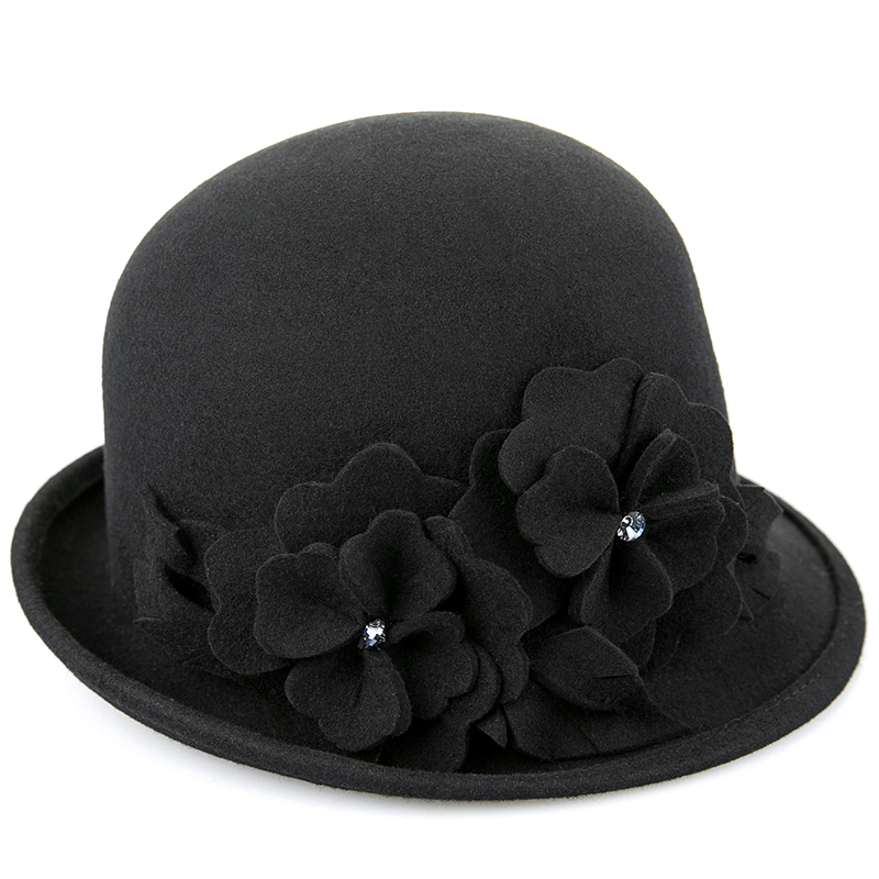 靈珑秋冬季新品羊毛呢帽兒童帽子 英倫卷檐毛呢帽潮流母女親子帽