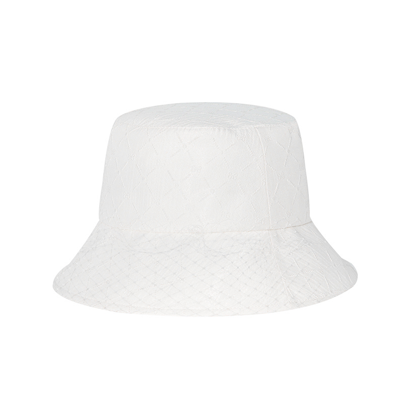 夏季遮陽漁夫帽女水桶帽防曬镂空網裝飾優雅百搭