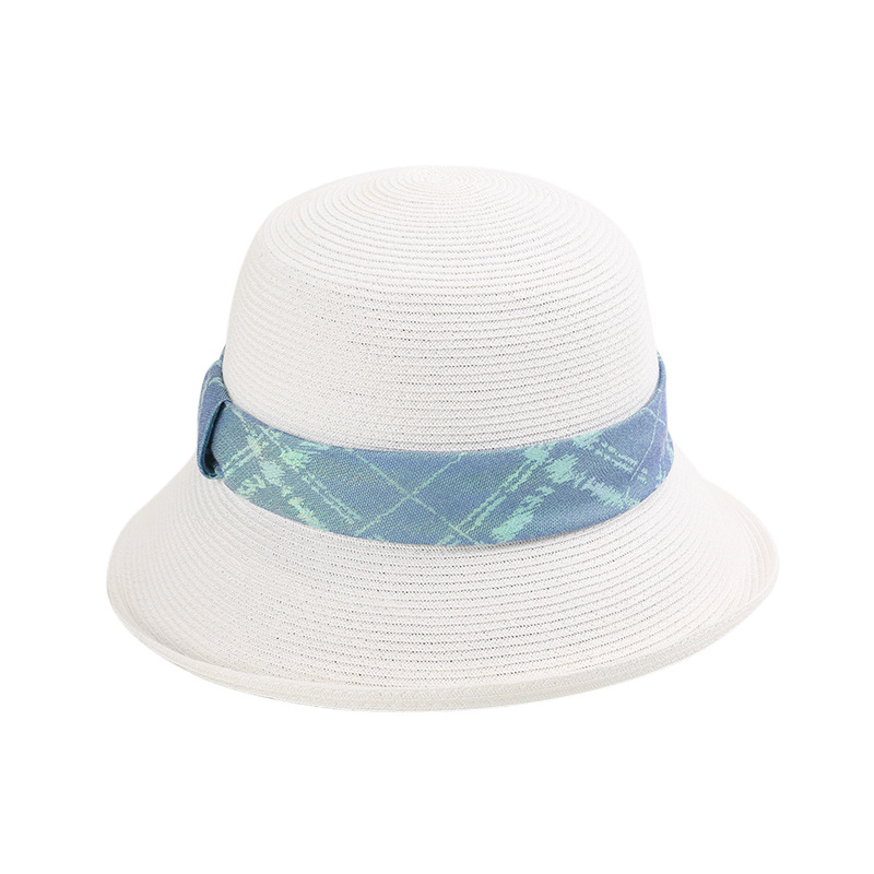 夏季新款鎏光溢彩格子裝飾優雅靓麗ins潮歐美風遮陽帽草帽