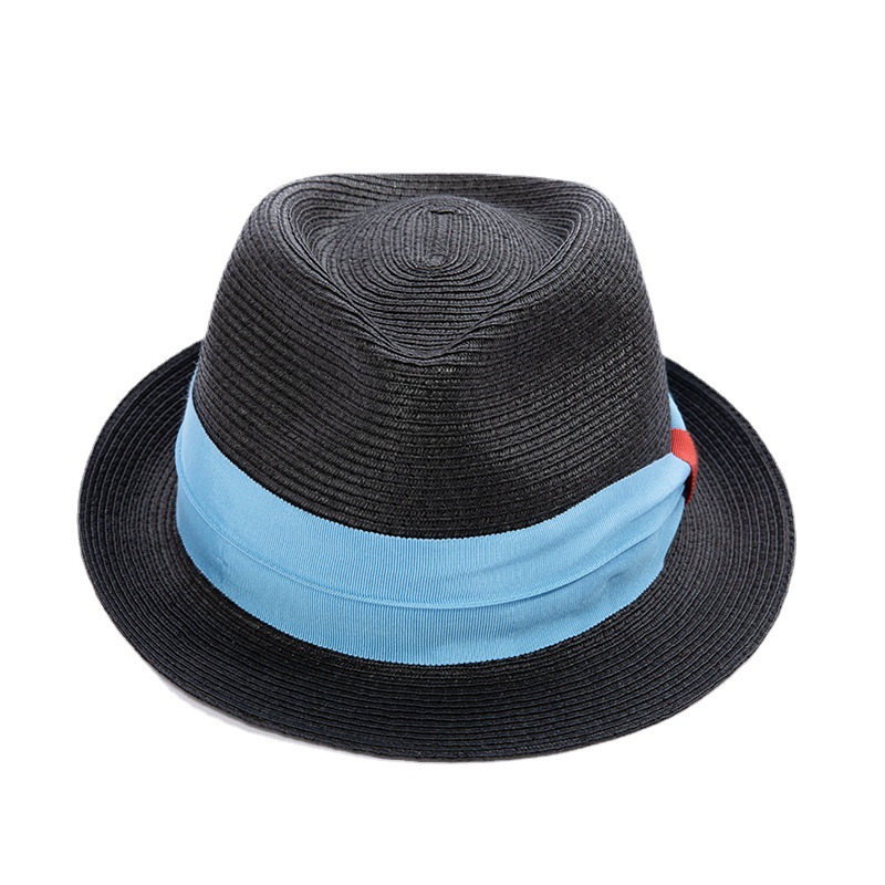 靈珑 帽子女夏天遮陽草帽休閑出遊沙灘帽子時尚簡約爵士小(xiǎo)帽子