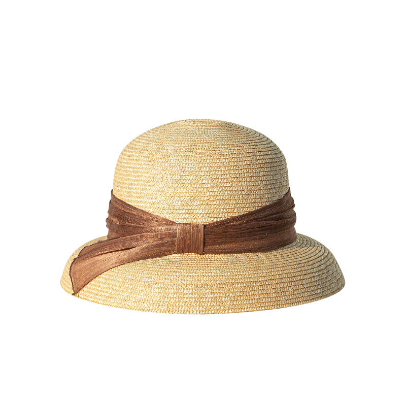 法式女夏季遮陽防曬出遊草帽盆帽優雅真絲麻裝飾